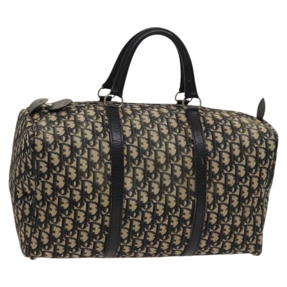 Christian Dior Trotter Canvas Boston Bag Navy Silver Auth 120642 - Picture 1 of 16